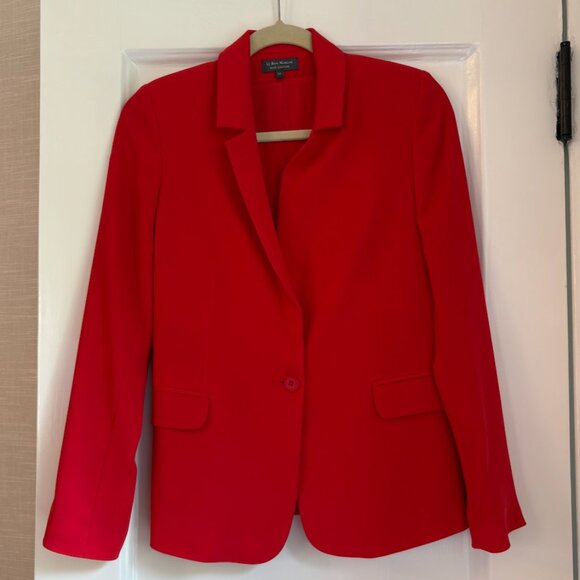 LE BON MARCHE River Gauche RED CREPE BLAZER Size 34 - Picture 1 of 4
